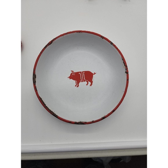 Vintage enamel Cup and Bowl Farm Themed - Picture 5 of 6